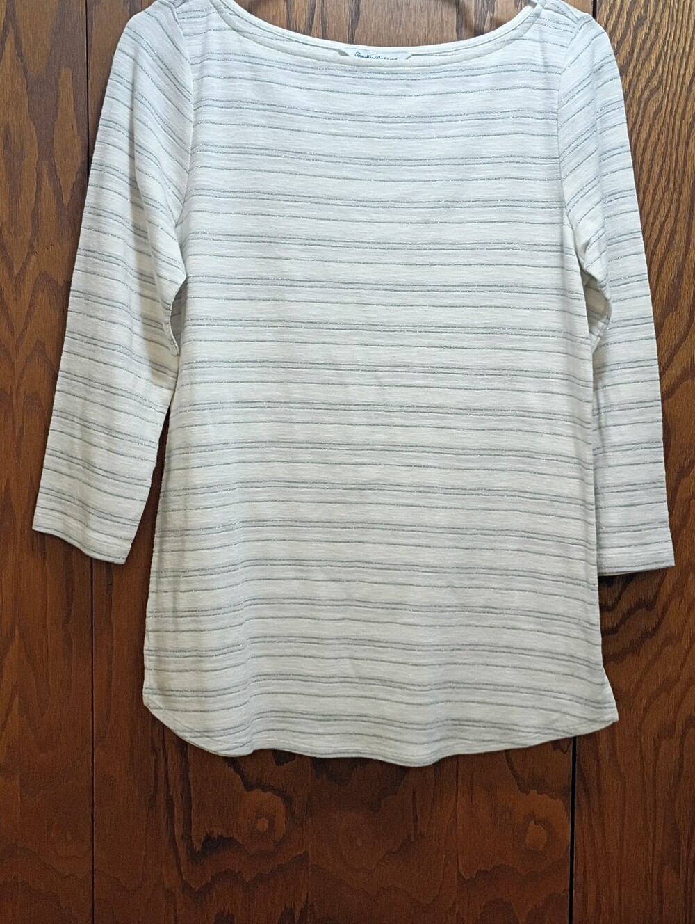 Tommy Bahama Cream Top with Gray Stripes